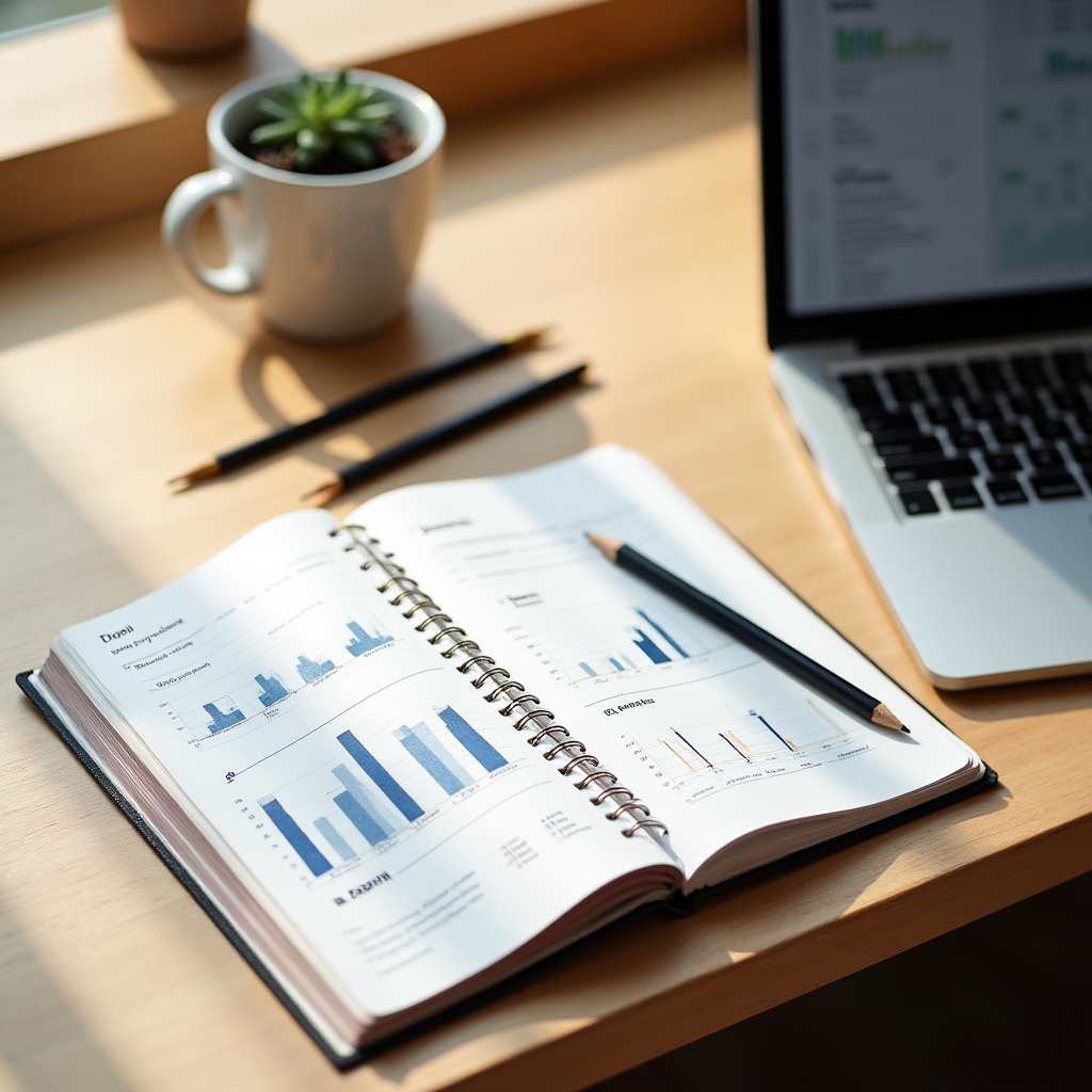 Рабочее место с финансовым планированием и документами